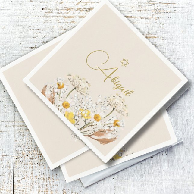 Servilleta De Papel Flores de campo acuarela con nombre de bebé Chica  (Subido por el creador)