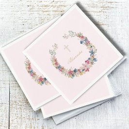 Servilleta De Papel Flores de campo de Bonito religiosa color de oro