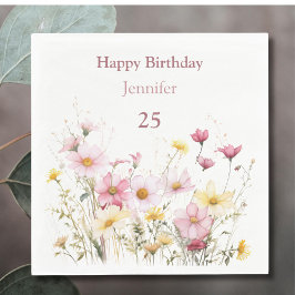 Servilleta De Papel Flores de campo rosado personalizadas