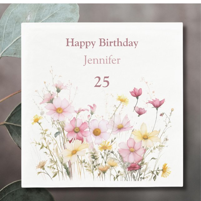 Servilleta De Papel Flores de campo rosado personalizadas (Subido por el creador)