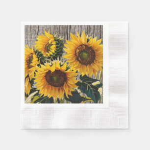 Servilleta De Papel Flores De Campo Rústico En La Impresión De Barnboa