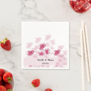 Servilleta De Papel Flores de Cerezo Elegantes Acuarela Pintadas a Man