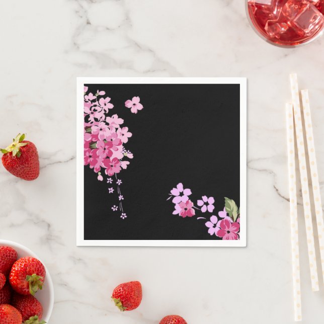 Servilleta De Papel Flores de cerezo rosado y negro (In situ)