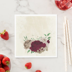 Servilleta De Papel Flores de champán de Borgoña boda