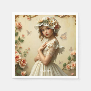 Servilleta De Papel Flores de Chica victoriana mullidas