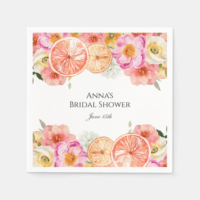 Servilleta De Papel Flores de cítricos rosas (Anverso)