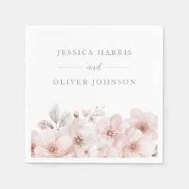 Servilleta De Papel Flores de color de agua de Rubor Hermoso Boda