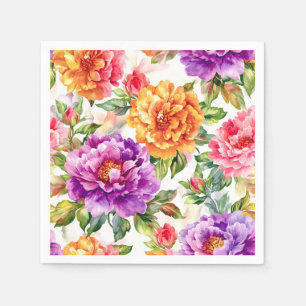 Servilleta De Papel Flores de color de agua de verano de vintage