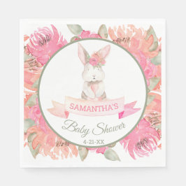 Servilleta De Papel Flores de color de agua dulce Bunny Baby Shower