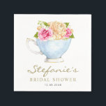Servilleta De Papel Flores de color de agua en ducha de novias en el T<br><div class="desc">Añada un toque de elegancia eterna a su ducha nupcial con estas servilletas de papel de ducha de personalizable con un encantador ramo de rosa color agua en un vaso de agua vintage. Perfecto para celebraciones con temática de fiesta de té, reuniones en el jardín o románticas brunch nupciales. Personalice...</div>