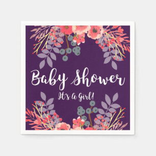 Servilleta De Papel Flores de color de agua morado de tono de joyas mo