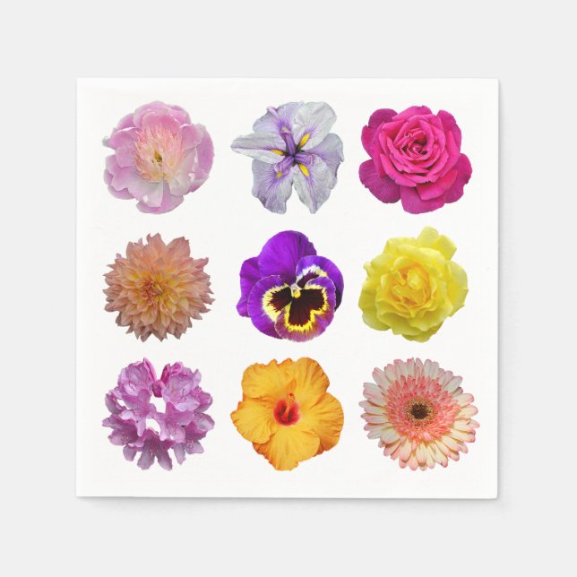 Servilleta De Papel Flores de colores (Anverso)