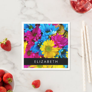 Servilleta De Papel Flores de colores, maricas, boho, tu nombre