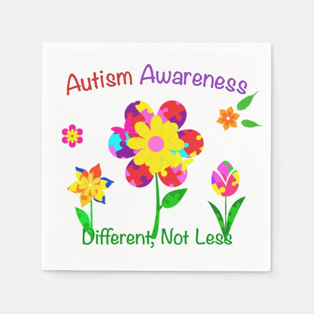 Servilleta De Papel Flores de conciencia del autismo (Anverso)