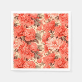 Servilleta De Papel Flores de coral chic y Shabby