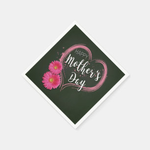 Servilleta De Papel Flores de corazón rosadas Día de la madre - servil