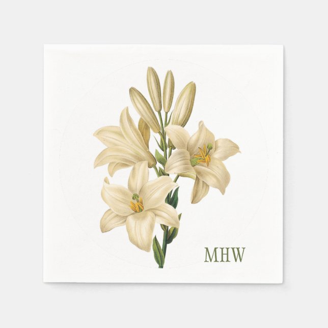 Servilleta De Papel Flores de cosecha personalizado en monograma servi (Anverso)