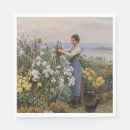 Servilleta De Papel Flores de crisantemo (Chica en el jardín)