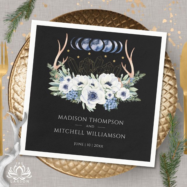 Servilleta De Papel Flores de cristales lunares Boho Boda metafísico (Subido por el creador)