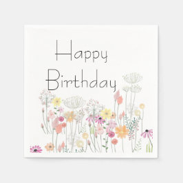 Servilleta De Papel Flores de cumpleaños felices