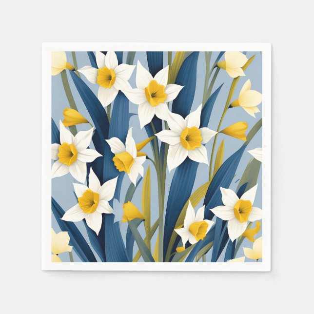Servilleta De Papel Flores de Daffodil contemporáneas (Anverso)