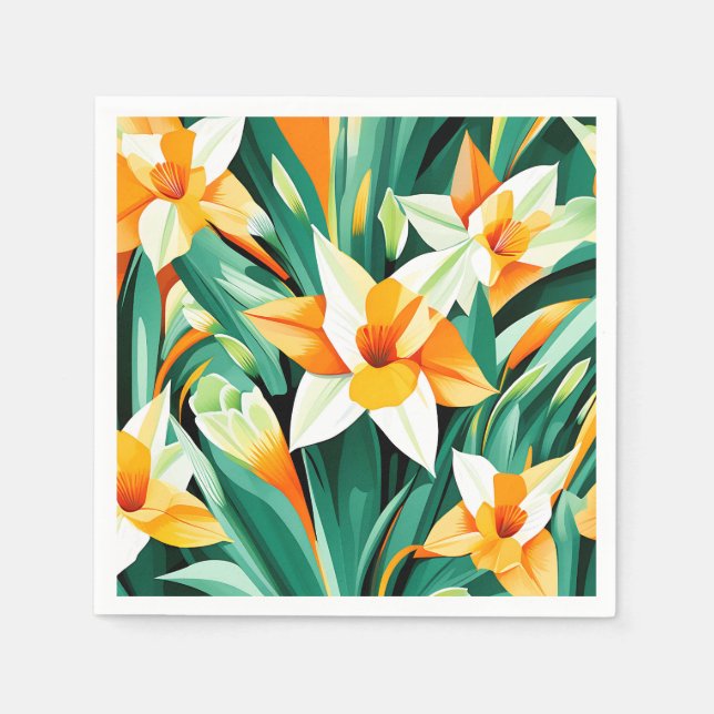 Servilleta De Papel Flores de Daffodil Negrita Resumen (Anverso)