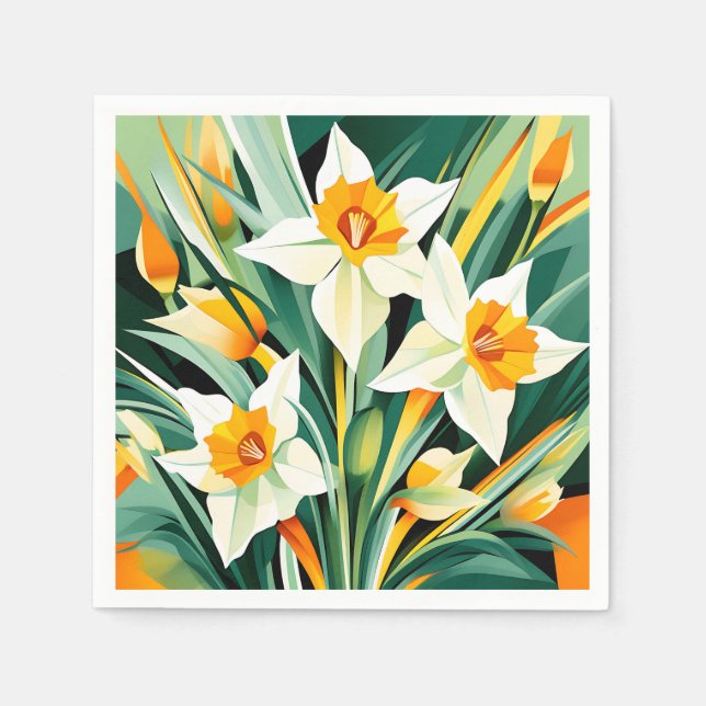 Servilleta De Papel Flores de Daffodil vibrantes (Anverso)