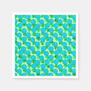 Servilleta De Papel Flores de dalia en azul turquesa y verde