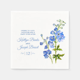 Servilleta De Papel Flores de delfinio azul acuarela boda de arte