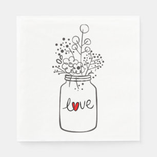 Servilleta De Papel Flores de fiesta de boda floral de mason jar amor