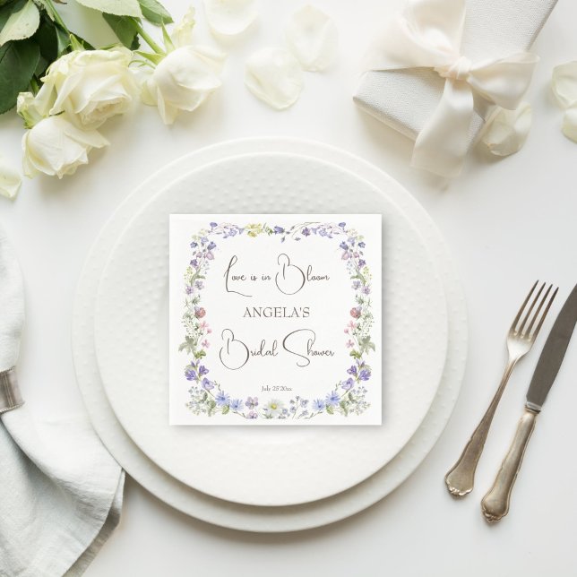 Servilleta De Papel Flores de flor silvestre en la ducha de novia (Wildflower boho flowers spring summer bridal shower personalized printed napkins template)