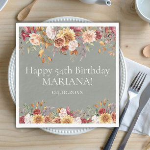 Servilleta De Papel Flores de follaje otoñales Fiesta de cumpleaños ve