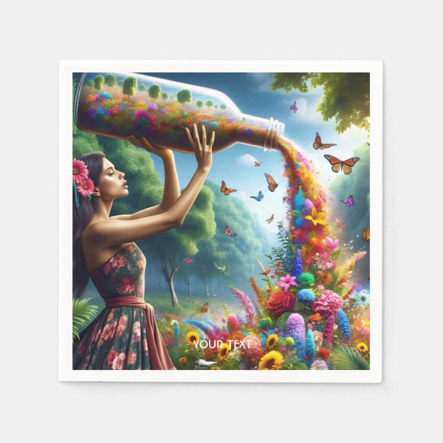 Servilleta De Papel Flores de frasco de Chica suave Fantasy Cute (Anverso)