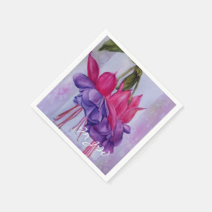 SERVILLETA DE PAPEL FLORES DE FUSQUIA ROSA Y PURPLE