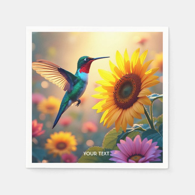 Servilleta De Papel Flores de girasol de pájaro (Anverso)