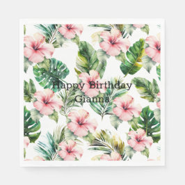 Servilleta De Papel Flores de Hibiscus Tropical Rosa