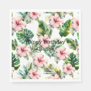 Servilleta De Papel Flores de Hibiscus Tropical Rosa