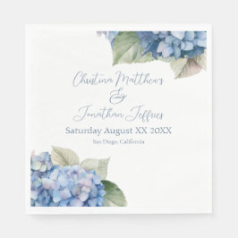Servilleta De Papel Flores de hidrangea de color azul romántico