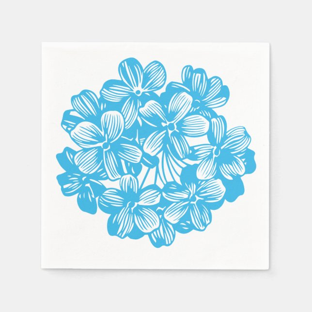 Servilleta De Papel Flores de Hortensia Botánica Heavenly Blue (Anverso)