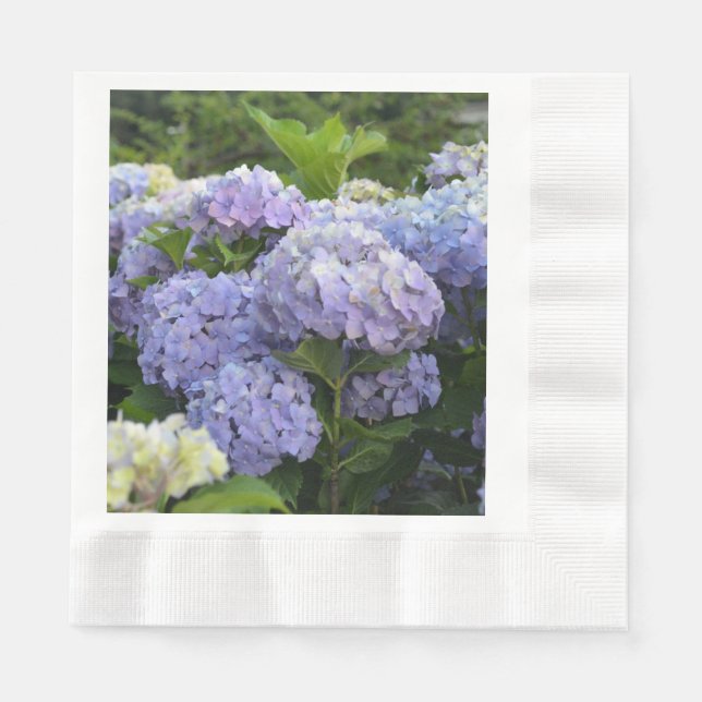 Servilleta De Papel Flores de Hortensia de Lavanda y Lilac Hidrangea (Anverso)