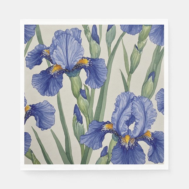 Servilleta De Papel Flores de Iris Azul (Anverso)