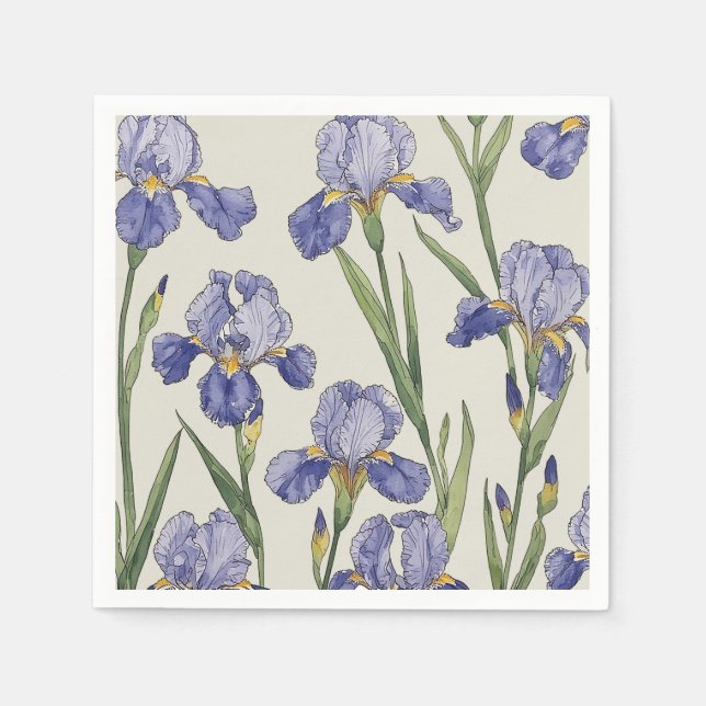 Servilleta De Papel Flores de Iris Azul (Anverso)
