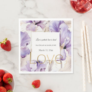 Servilleta De Papel Flores de Iris Crema Púrpura Lavanda Boda Amor