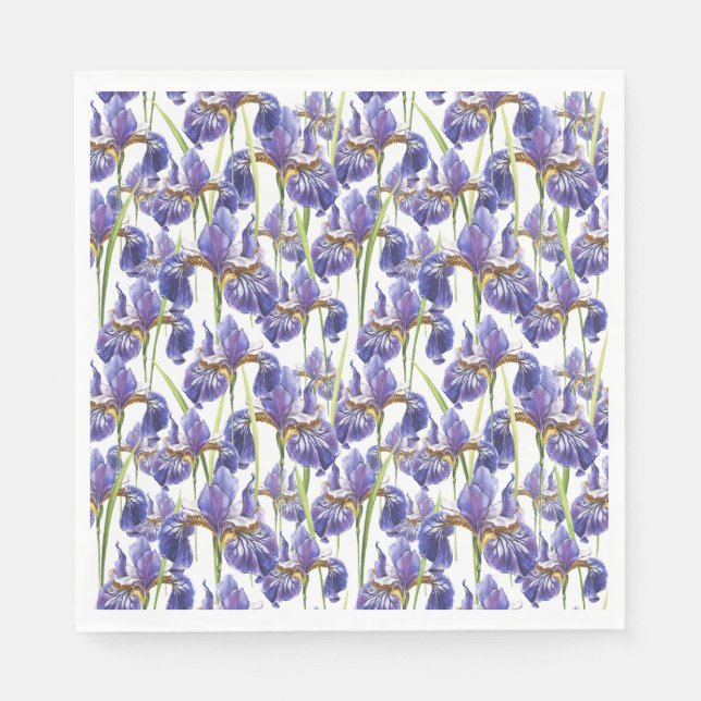 Servilleta De Papel Flores de iris morado (Anverso)