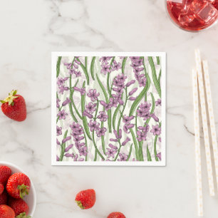 Servilleta De Papel Flores de jacinto rosa sobre blanco natural