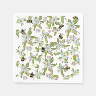 Servilleta De Papel Flores de jardín de primavera y abejorros