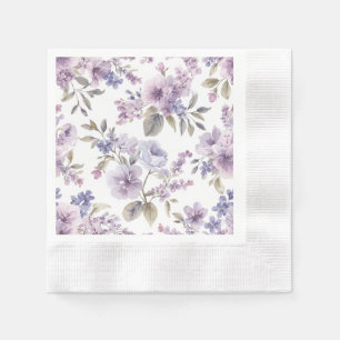 Servilleta De Papel Flores de lavanda acuarela púrpura botánico