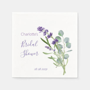 Servilleta De Papel Flores de lavanda morada Eucalyptus Ducha Bridal