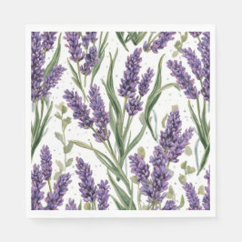 Servilleta De Papel Flores de lavanda púrpura Botánica acuarela