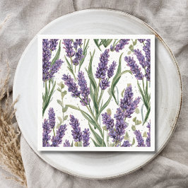 Servilleta De Papel Flores de lavanda púrpura Botánico acuarela